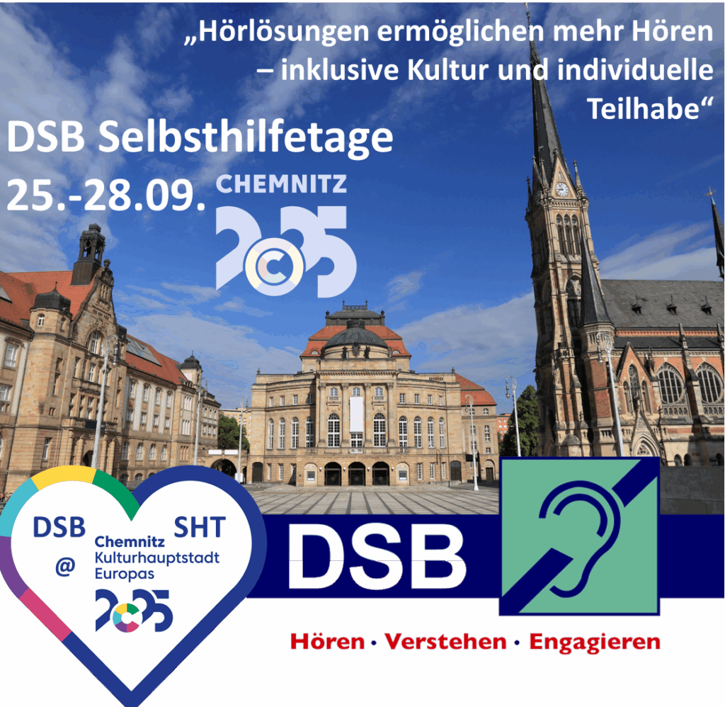 Ein Platz in Chemnitz mit zwei Gebäuden und einer Kirche