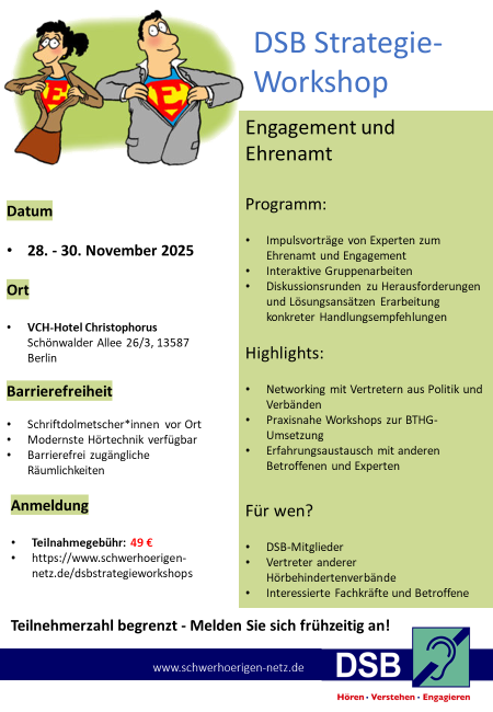 Grün-weißer Flyer mit 2 Comic Figuren